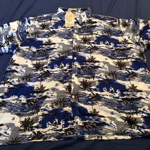 Mens Navy Blue Hawaiian Style Shirt 4XL